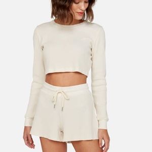 MATE the label Organic Thermal Crop Top in Bone size XS